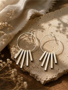 FREE Bundle Add On Piece w 2+ Items- Anthropologie Silver Circle Boho Earrings